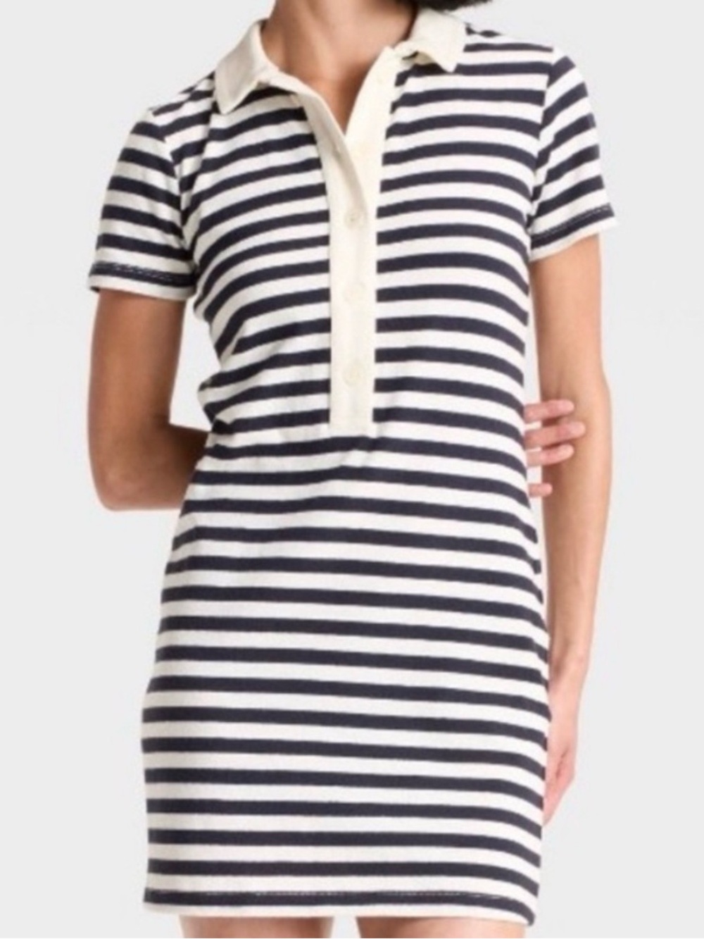 Universal Thread Navy and Cream Striped Polo Mini Dress